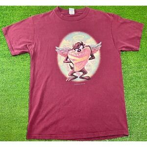 Vintage Looney Tunes Shirt LG Taz Y2k Tazmanian Devil Angel Double Sided 1997